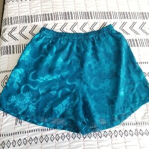 Vintage Victorias Secret Teal Green Pajama Shorts Printed Small